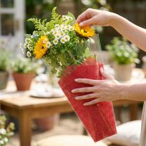 Article Sachet floral en jute rouge – 36 cm x 25 cm - Lot de 50
