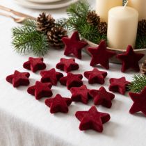 Article Étoiles décoratives en velours bordeaux 4-5 cm - Lot de 40