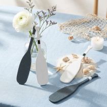 Article Set de 18 mini-pagaies décoratives en bois bleu et blanc - 8 cm