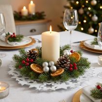 Article Plateau décoratif en métal blanc avec étoiles Ø34cm