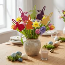 Article Lot de 18 piques décoratives lapin en bois multicolores - 30,5 cm
