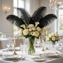 Article Set de 4 plumes d'autruche noires 32-35 cm pour décoration intérieure