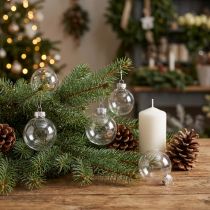 Article Mini boules de Noël en verre transparent rétro 3 cm - Lot de 22