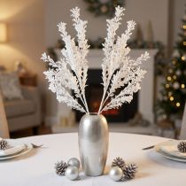 Article Branche artificielle décorative givrée, décoration d'hiver blanche 78 cm, 2 pièces