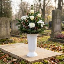 Article Vase blanc en plastique avec pied, Ø23 cm, hauteur 40,5 cm