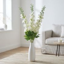Article Delphinium blanc artificiel en soie – 3 tiges, 80 cm