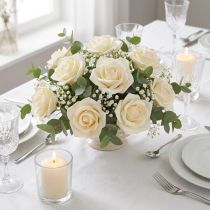 Article Roses en mousse artificielles couleur crème Ø6 cm - Lot de 27