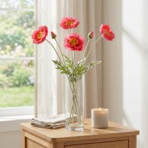Article Bouquet de coquelicots artificiels roses en soie – 78 cm, 6-7 cm, lot de 3