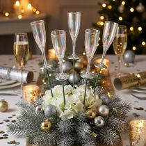 Article Mini verres à champagne sur tige – Décorations de table pour le Nouvel An 7,5 cm – Lot de 24