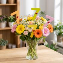 Article Chiffre décoratif « 7 » en bois sur tige, 7,5 cm, lot de 16
