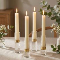 Article Lot de 4 bougies bâton en cire teintée crème 34 mm x 240 mm