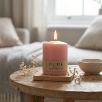 Article Bougie cylindrique rose 90x70 mm en cire naturelle