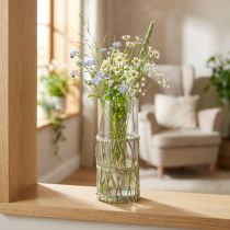 Article Vase cylindrique en verre décoré de fibres naturelles tressées Ø8cm H21,5cm