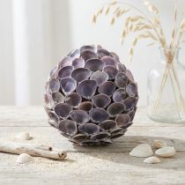 Article Boule décorative violette avec coquillages Ø12cm
