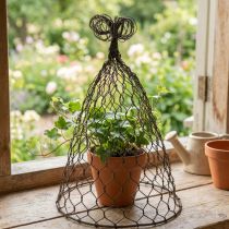 Article Cloche décorative en métal brun, découpe filigranée, 25cm