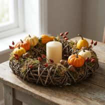 Article Couronne en Vignes Tressées Ø40cm, Décoration Naturelle pour Table et Mur, Style Rustique