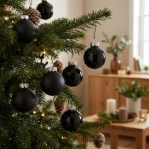 Article Mini boules de Noël en verre noir Ø2,5 cm - Lot de 22