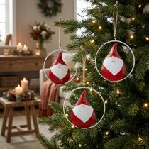 Article Lot de 3 suspensions de Noël en métal - Santa ou Lutin Ø16 cm