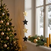 Article Guirlande Décorative de Noël avec Étoiles Or et Noir - 78 cm