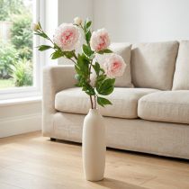 Article Branche de Pivoine Artificielle en Soie - Rose Clair et Blanc, 135 cm