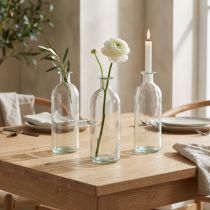 Article Lot de 6 bouteilles décoratives en verre transparent 19,5 cm - Porte-bougies ou mini vases