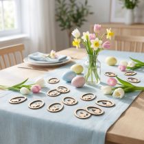 Article Décoration en bois lapin dans un œuf – Lot de 72 pièces 4 cm