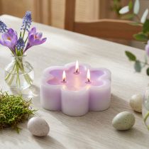 Article Bougie Fleur à Trois Mèches Lila et Blanche Ø11,5cm H4cm