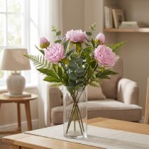 Article Pivoines artificielles roses avec long tige 70 cm - Lot de 3