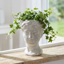 Article Pots de fleurs décoratif tête de femme en céramique blanche 15×16×21 cm