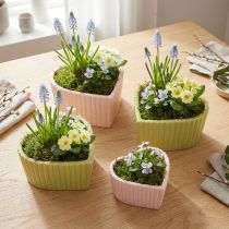 Article Cœurs décoratifs en céramique pastel vert et rose 11 × 10 × 6 cm – Lot de 4