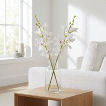 Article Kunst Orchidée Blanche en Tiges, 38 cm, Lot de 2