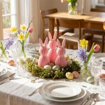 Article Set de 4 lapins décoratifs en plastique rose 11 cm pour table