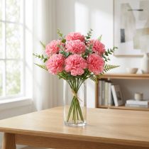 Article Fleurs Artificielles Œillets Roses, 7 Pièces, 25 cm