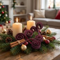 Article Fleurs de Palmier Séchées en Spirale Rouge Bordeaux – Lot de 25