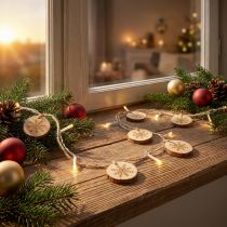 Article Guirlande LED intérieure avec disques en bois et flocons, L 120 cm