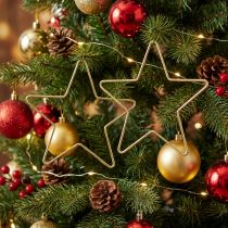 Article Décoration de Noël étoiles en métal doré 15 cm - Lot de 6