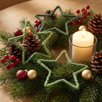 Article Étoiles en Jute Vertes pour Décoration de Noël 15 cm - Lot de 8