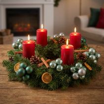 Article Ensemble de 32 Boules de Noël en Verre avec Fil – Vert et Gris Perle, Ø 40 mm
