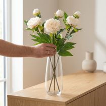 Article Fleurs artificielles longues pivoines crème 70 cm - Lot de 3