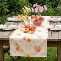 Article Tenture de table en coton et polyester motif pêche 32x140 cm