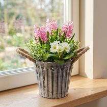 Article Pots à plantes en métal avec poignées en jute, finition vintage Ø14,5cm