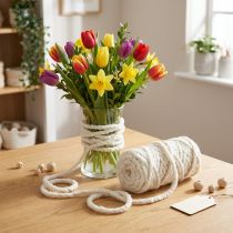 Article Fil décoratif en laine et jute 25 m blanc
