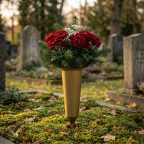Article Vase conique doré avec pique 33 cm en plastique