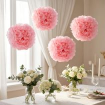 Article Pompons en Papier Rose Clair Ø30cm - Lot de 5