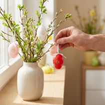 Article Œufs de Pâques à suspendre avec fleurs peintes 6 cm - Lot de 12