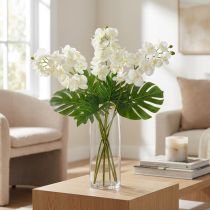 Article Orchidée artificielle crème-blanc 57 cm - Lot de 6