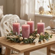 Article Bougies cylindriques teintées dans la masse couleur vieux rose 60 x 100 mm - Lot de 4
