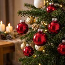 Article Boules de Noël en Verre Rouges Ø4cm - Lot de 24