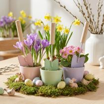 Article Set de 9 petites pelles décoratives en métal et bois 14 cm, couleurs assorties