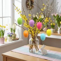 Article Lot de 12 œufs de Pâques à suspendre en plastique 6 cm, colorés